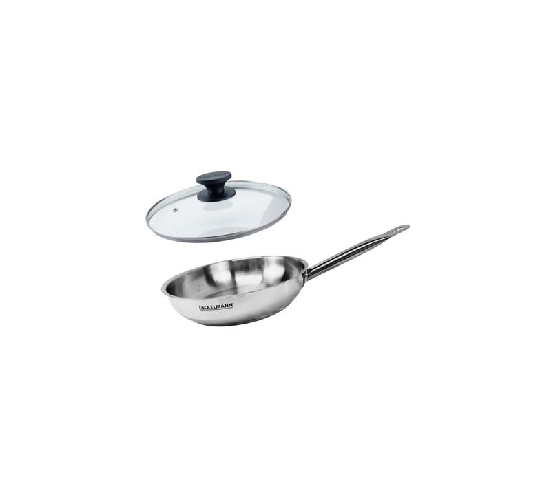 Set De 1 Poêle De 20 Cm En Inox Et Couvercle En Verre Eterna