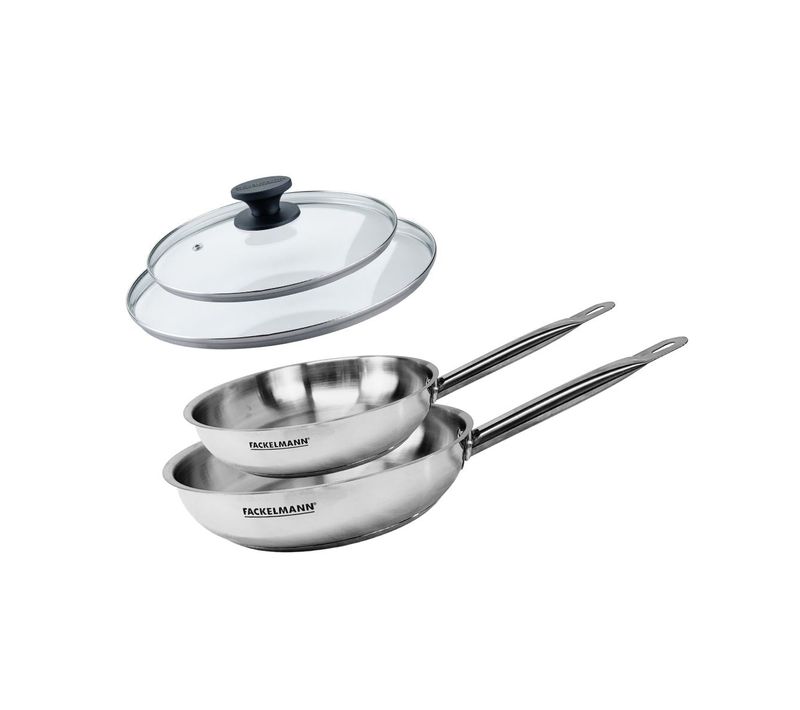 Set De 2 Poêles 24 Et 28 Cm En Inox Et 2 Couvercles En Verre Eterna