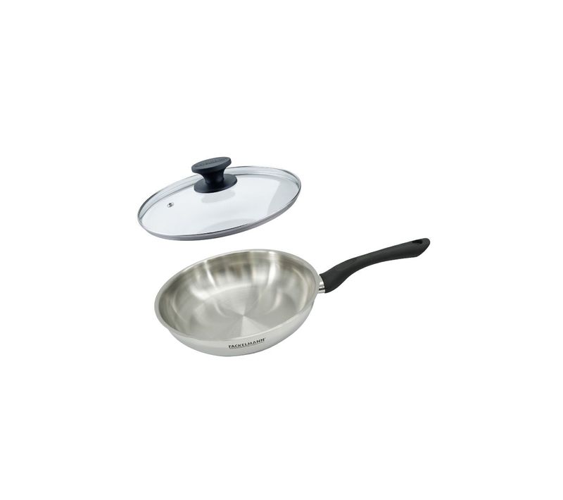 Set Poêle 24 Cm En Inox Et Couvercle Verre Geneva
