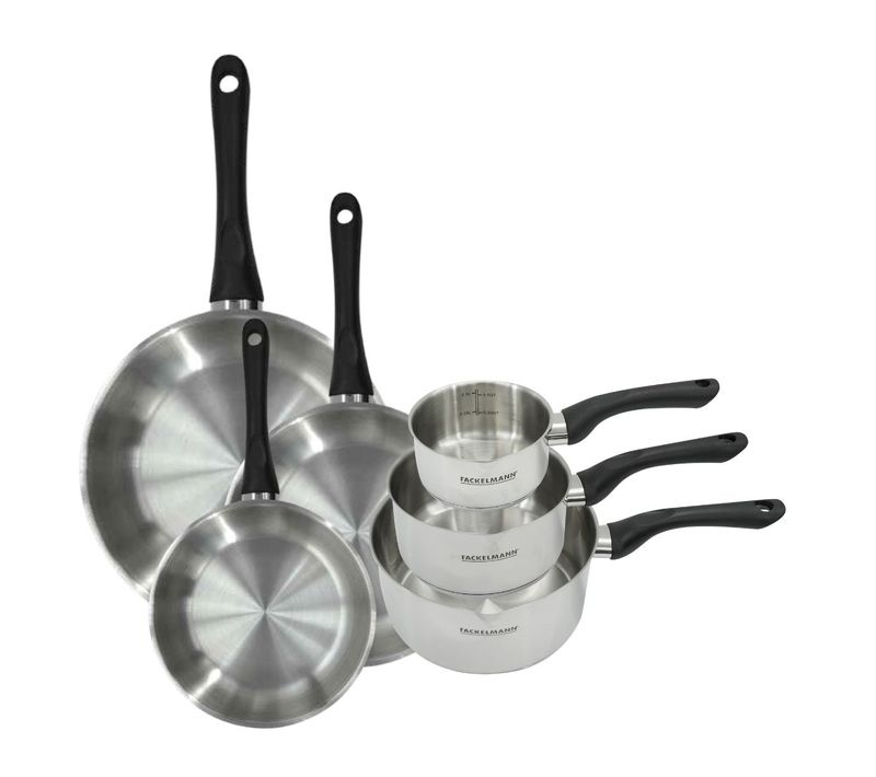 Set 3 Poêles 20 24 Et 28 Cm Et 3 Casseroles 12 16 Et 20 Cm En Inox Geneva