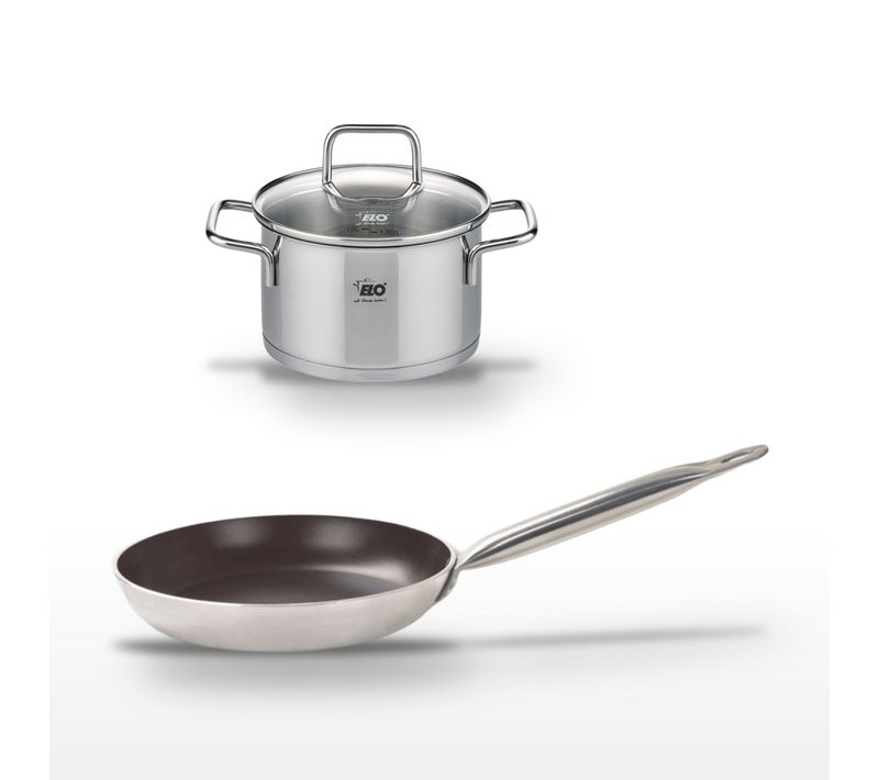Lot Poêle 24 Cm Avec Revêtement Céramique Sans Pfas et Faitout 20 Cm Elo Bistro Line Citrin