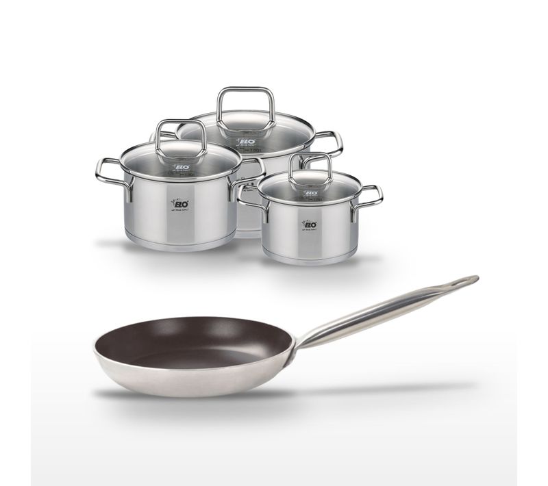 Lot Poêle 24 Cm Avec Revêtement Céramique Sans Pfas et 3 Faitouts Elo Bistro Line Citrin