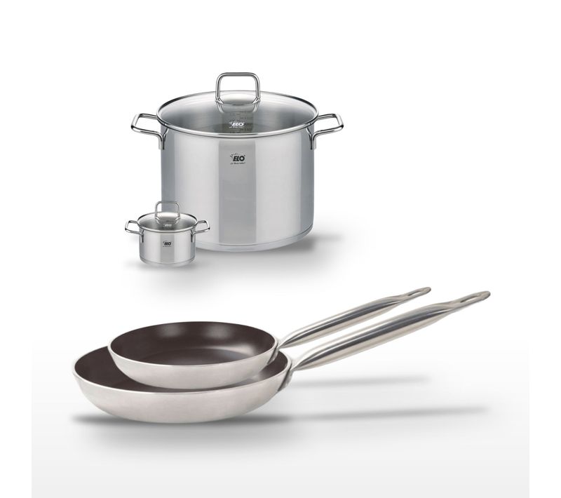 Lot Poêles 24/28 Cm Avec Revêtement Céramique Sans Pfas et Faitouts 12/26 Cm Elo Bistro Line Citrin