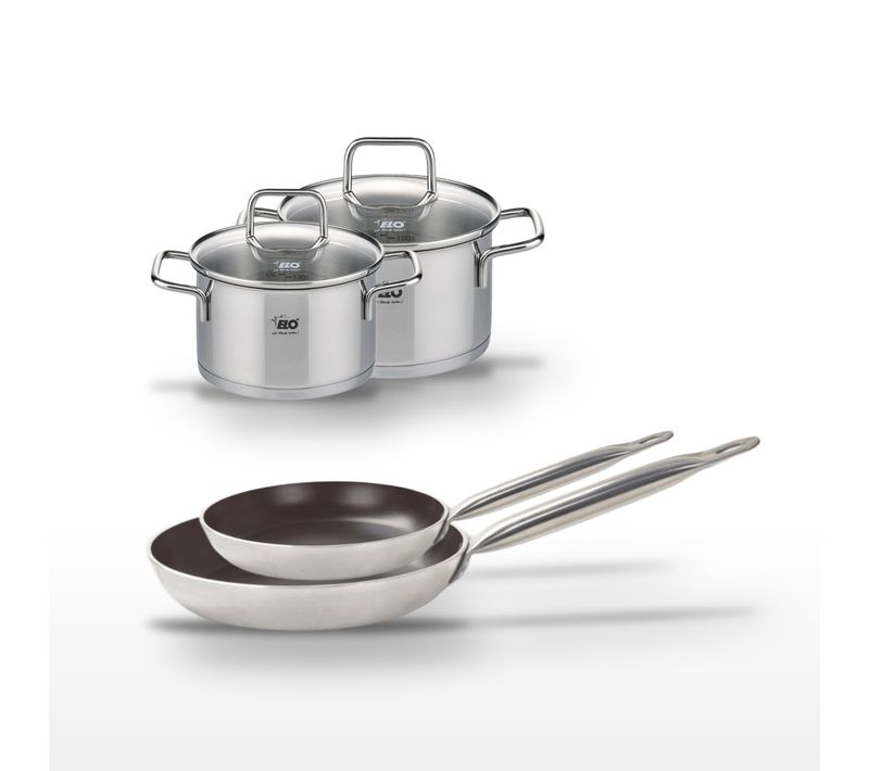 Lot Poêles 24/28 Cm Avec Revêtement Céramique Sans Pfas et Faitouts 14/16 Cm Elo Bistro Line Citrin