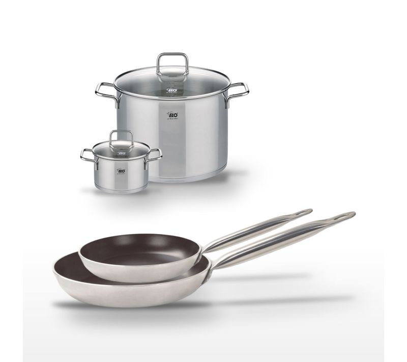 Lot Poêle 24/28 Cm Avec Revêtement Céramique Sans Pfas et 2 Faitouts 16/26 Cm Elo Bistro Line Citrin