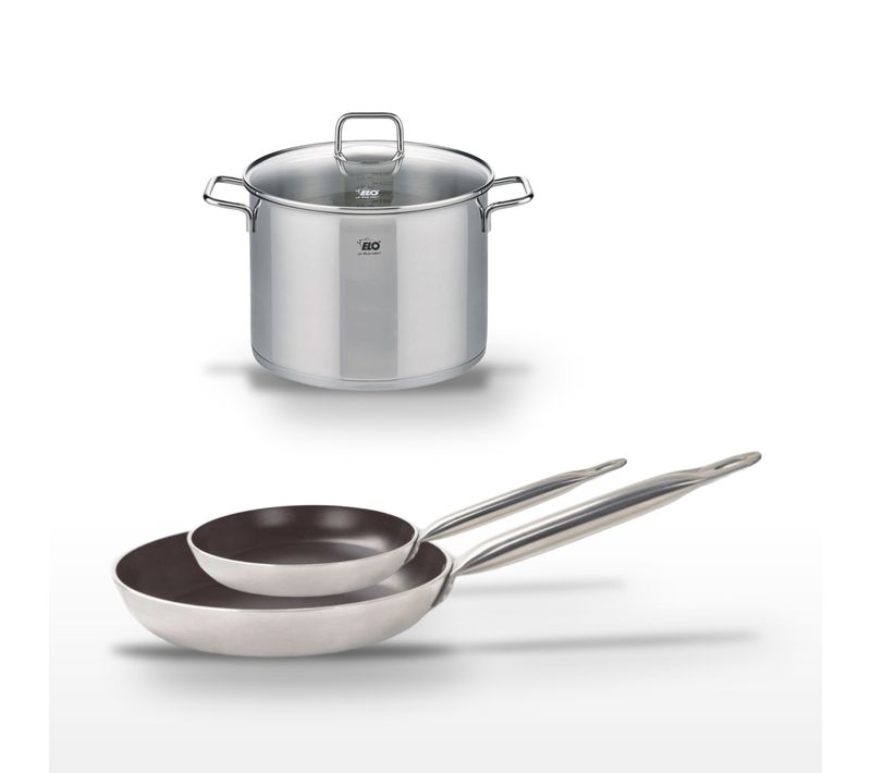 Lot De 2 Poêles 24/32 Cm Céramique Sans Pfas Elo Bistro Line Et Faitout 26 Cm Elo
