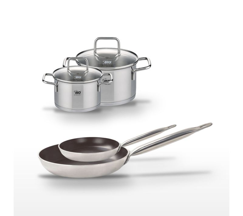 Lot 2 Poêles 24/32cm Avec Revêtement Céramique Sans Pfas Et 2 Faitouts 16/20cm Elo Bistro Line Citr…