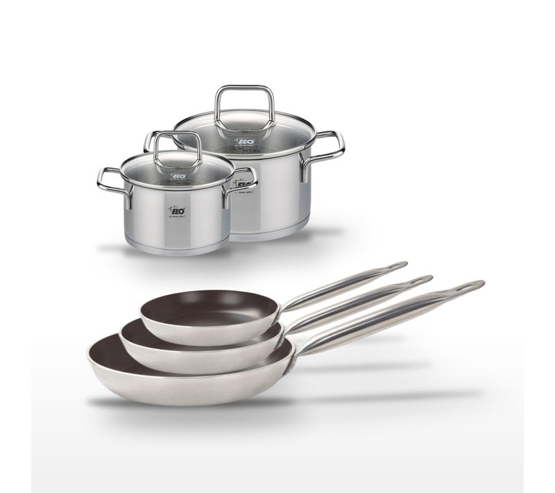 Lot De 3 Poêles 24/28/32 Cm Elo Bistro Line Et 2 Faitouts 16/20 Cm