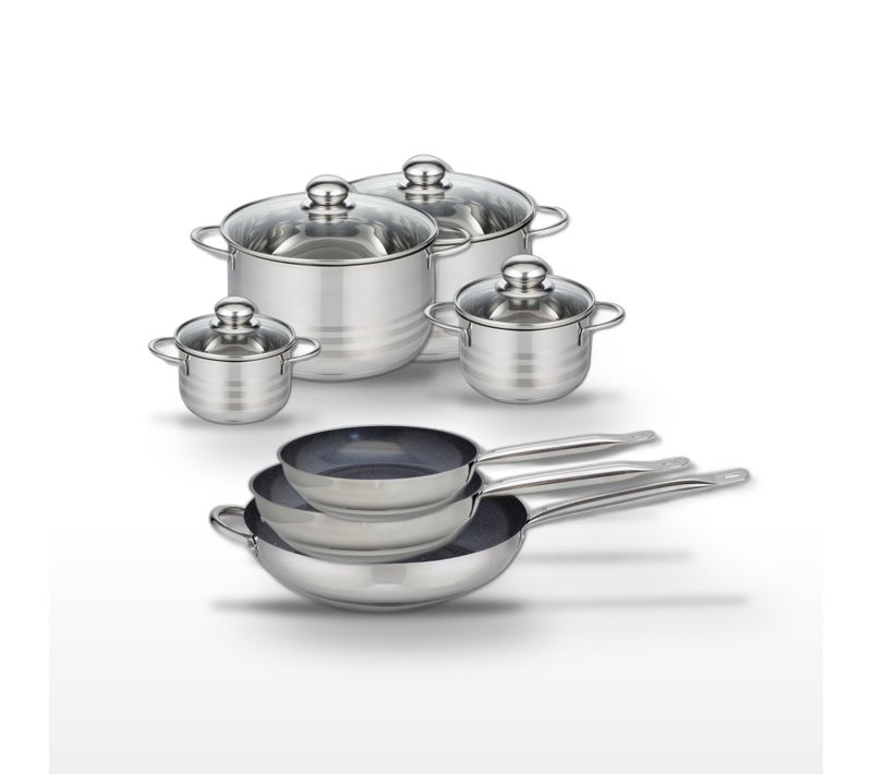 Lot 3 Poêles 24/28/32 Cm Elo Profi Therm Platinum et 4 Faitouts Elo Brillant