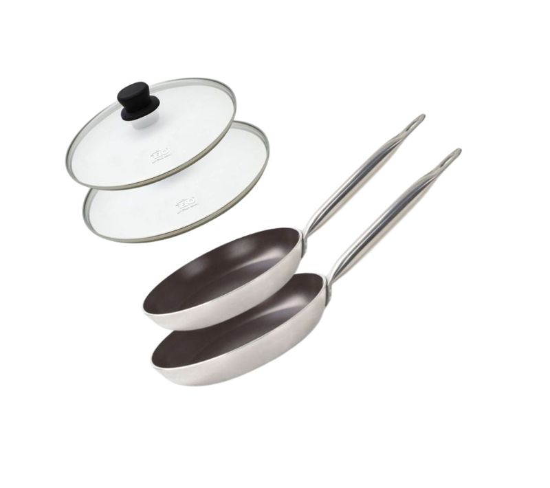 Set De 2 Poêles 24 Et 28 Cm Céramique Sans Pfas Et 2 Couvercles Bistro Line Elo