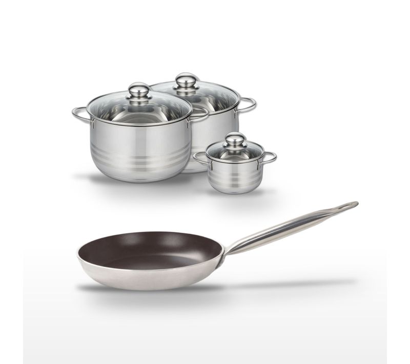 Lot Poêle 24 Cm Elo Bistro Line et Faitouts 12/20/24 Cm Elo