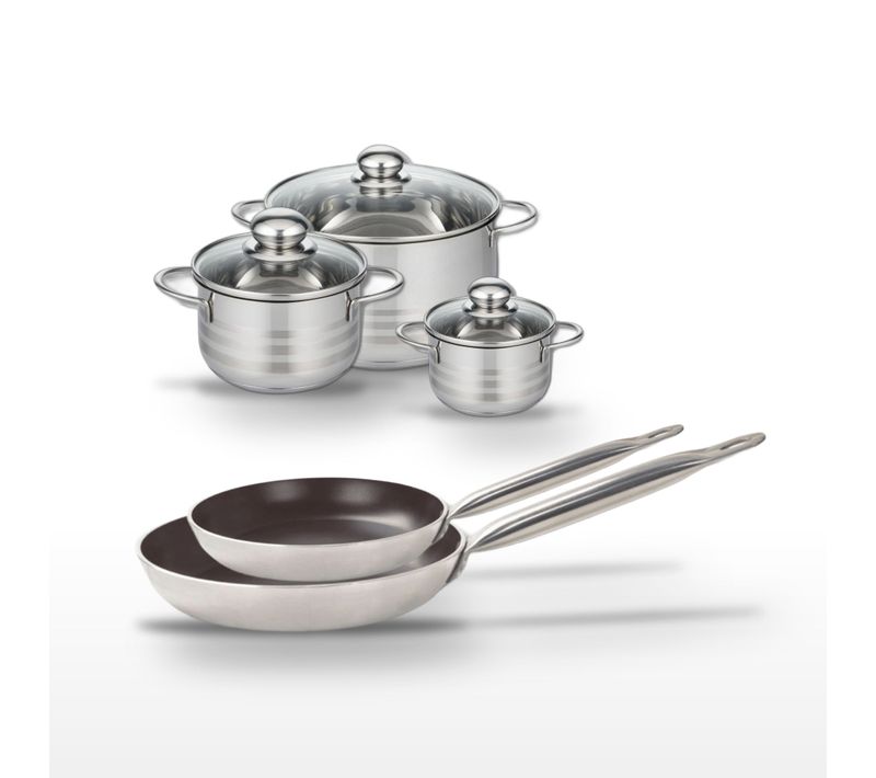 Lot 2 Poêles 28/32 Cm et 3 Faitouts 12/16/20 Cm Elo Bistro Line