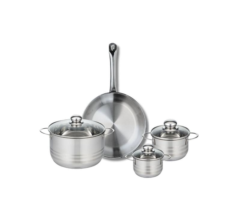 Ensemble De 1 Poêle De Cuisson 28 Cm Et 3 Faitouts 12, 14 Et 20 Cm Profi Brillant