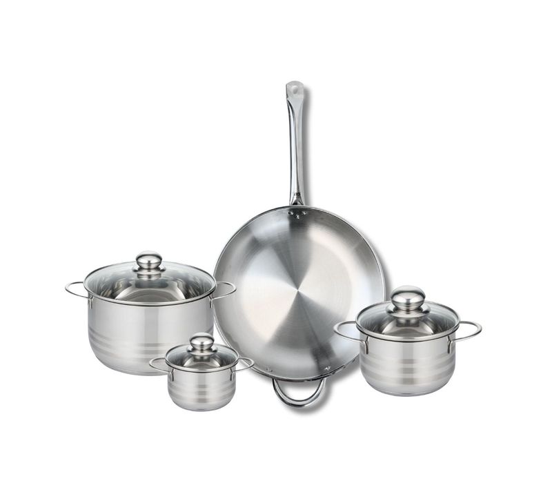 Ensemble De 1 Poêle De Cuisson 32 Cm Et 3 Faitouts 12, 16 Et 20 Cm Profi Brillant