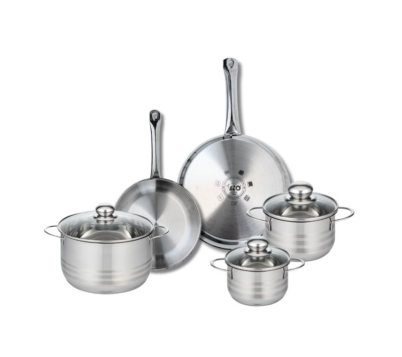 Ensemble De 2 Poêles De Cuisson 24 Et 28 Cm Et 3 Faitouts 14, 16 Et 20 Cm Profi Brillant