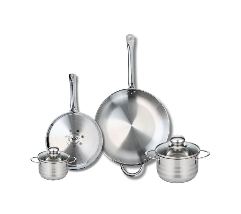 Ensemble De 2 Poêles De Cuisson 24 Et 32 Cm Et 2 Faitouts 12 Et 16 Cm Profi Brillant