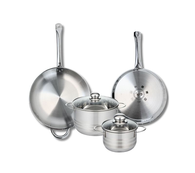 Ensemble De 2 Poêles De Cuisson 28 Et 32 Cm Et 2 Faitouts 16 Et 20 Cm Profi Brillant