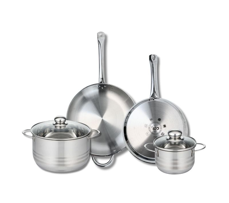 Ensemble De 2 Poêles De Cuisson 28 Et 32 Cm Et 2 Faitouts 16 Et 24 Cm  Profi Brillant