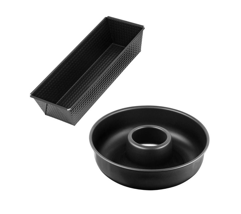 Set De Moule à Cakes 30,5 X 11,5 Cm Et Moule à Savarins 28 Cm Black Metallic