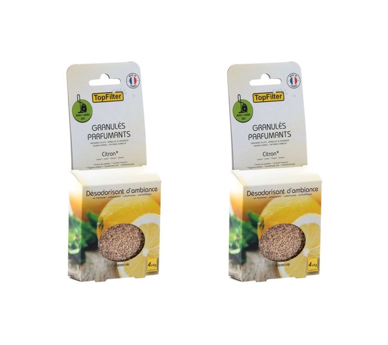Lot De 2 X 4 Sachets De Granulés De Parfum Pour Aspirateur Au Citron Topfilter