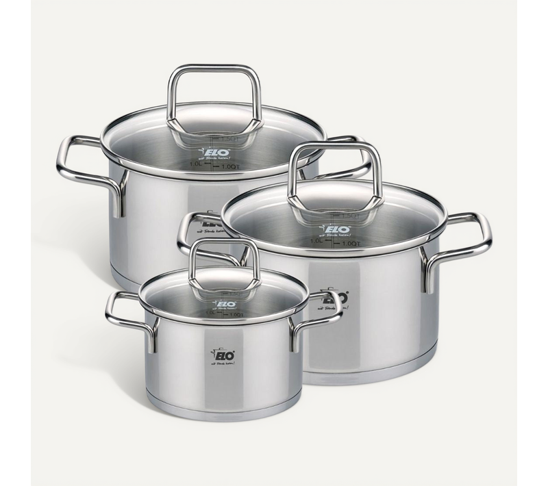 Set De 3 Faitouts 12 Cm 16 Cm Et 20 Cm Avec Couvercles En Verre Elo Citrin