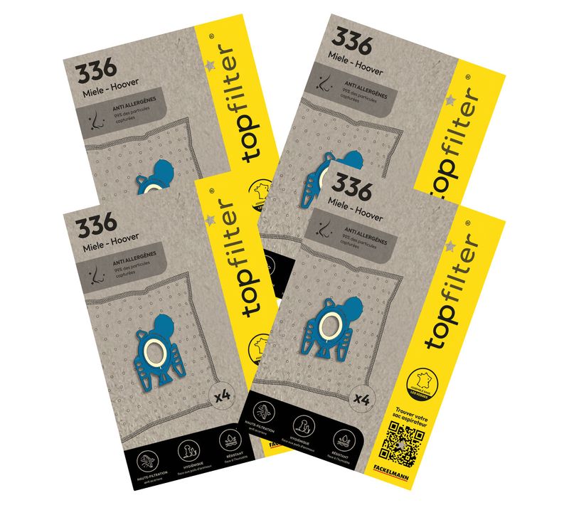 Lot De 4 Packs De 4 Sacs Aspirateur 64336 Miele Et Hoover Topfilter Premium