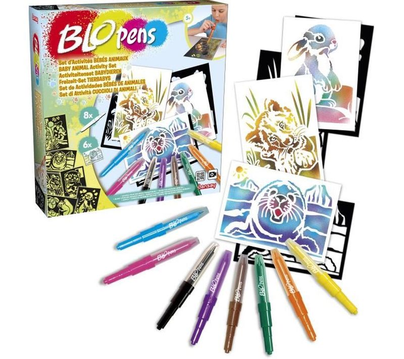 Set D'activités Bébés Animaux -  Blopens - Pochoirs Réutilisables - Des 5 Ans