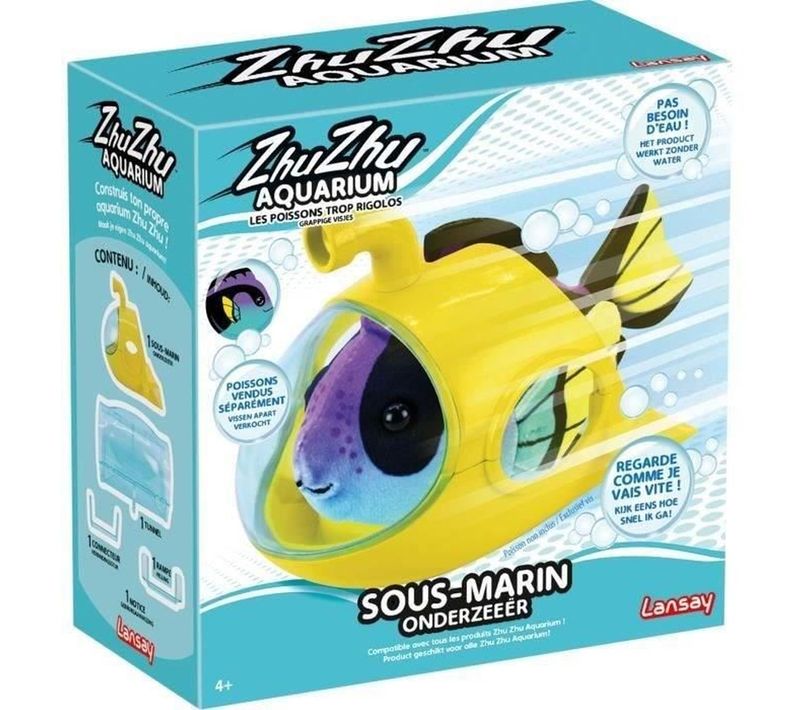 Sous-marin Zhu Zhu Aquarium Jaune Et Bleu - Accessoire Miniature