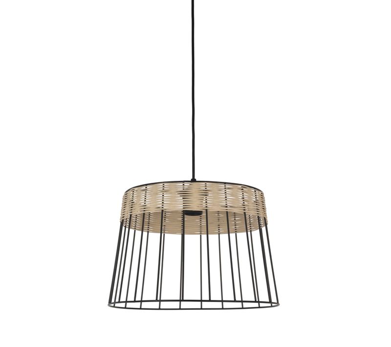 Suspension métal/rotin D35 cm INDAH noir mat