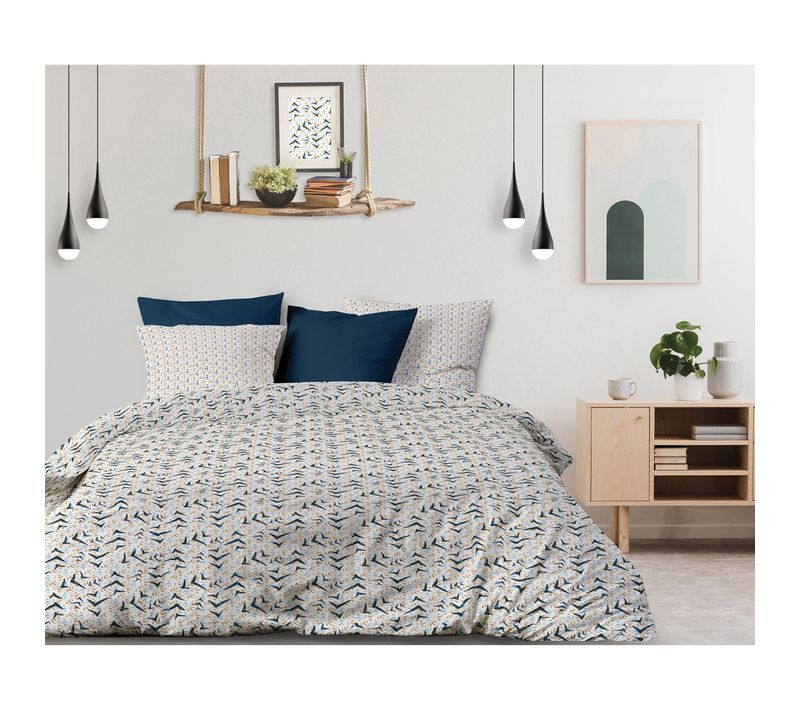 Parure De Lit 2 Personnes Vita Avec Housse De Couette Et Taies D'oreiller Imprime 240 X 220 Cm