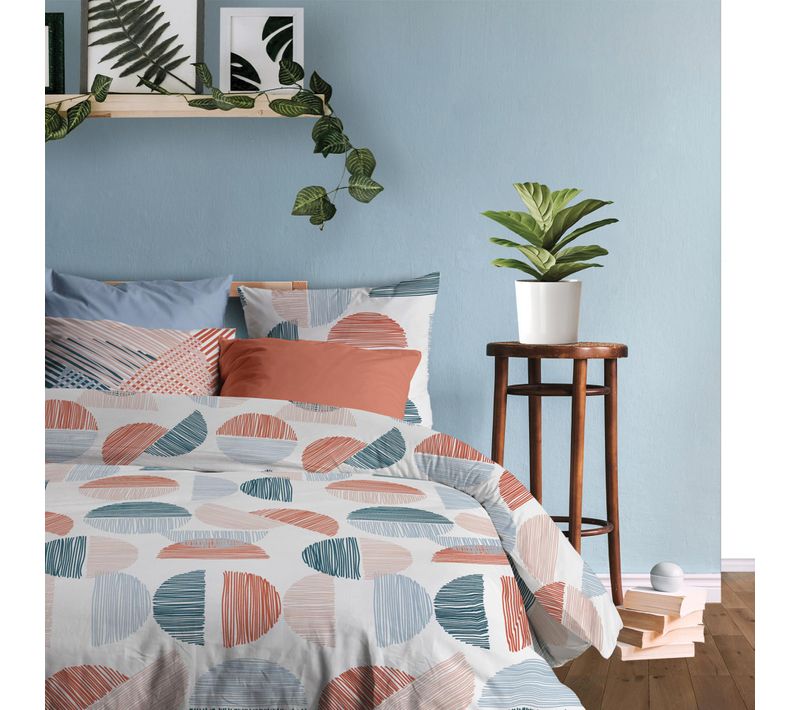 Parure De Lit 2 Personnes Halley Avec Housse De Couette Et Taies D'oreiller Imprime 240 X 220 Cm