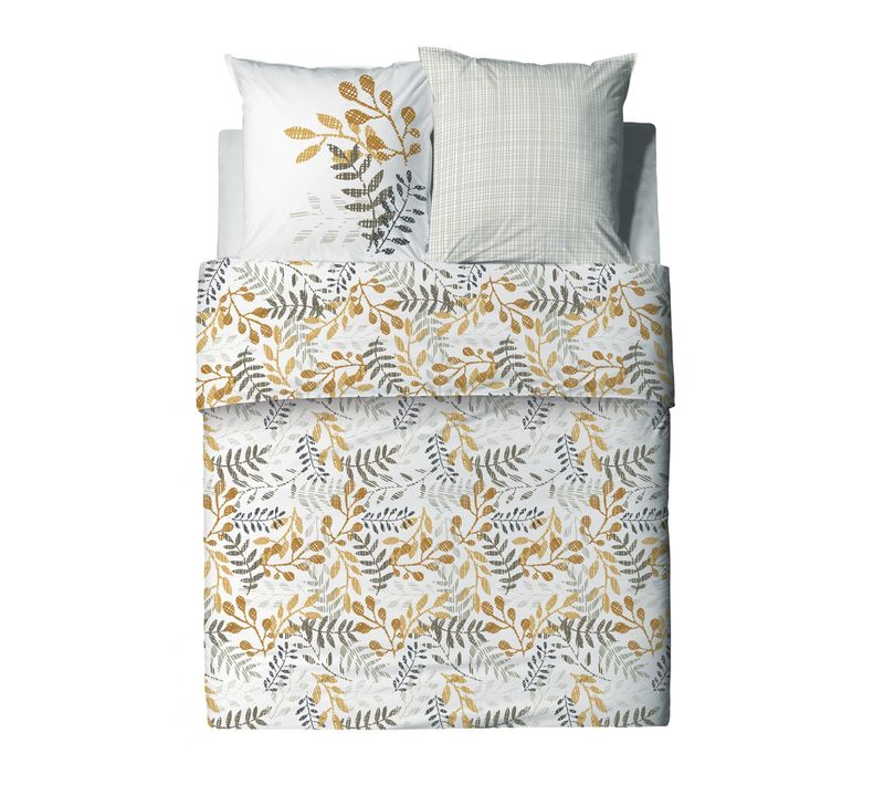 Parure De Lit Coton Bio 2 Personnes Eloa Avec Housse De Couette Et Taies D'oreiller Imprimé