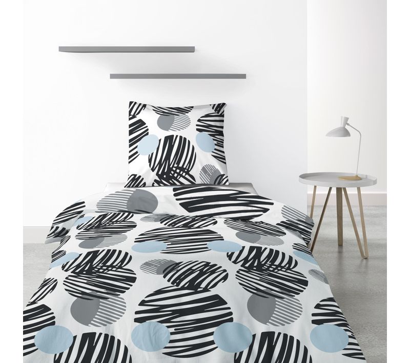Parure De Lit Cerclus Avec Housse De Couette Et Taie D'oreiller Imprimé 140 X 200 Cm