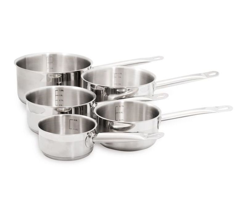 Ensemble Casseroles Inox Série 5 — 5 Pièces 12-24 Cm, Fond Diffuseur, Induction