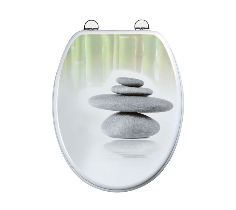 Abattant Pour Wc à Motif Multi Couleurs Decoration Sur 3 Faces-en Mdf + Charnieres En Metal Reglable