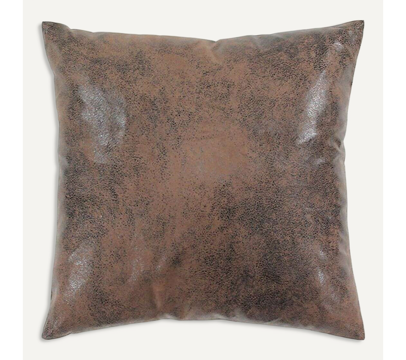 Coussin Aspect Cuir Marron 40x40cm Havane