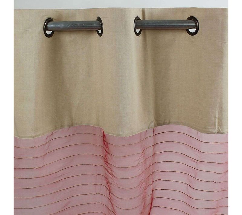 Voilage Effet Soie Avec Du Coton Et Jute Fraise 110x250 - Shamlyne