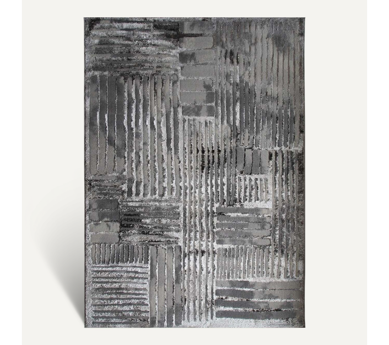 Tapis Graphique Effet Brume Gris 120x170