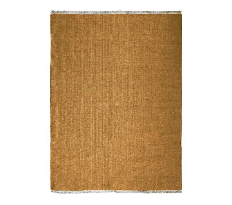 Tapis En Jute Et Coton Avec Franges Ocre 120x170 - Style Bohème