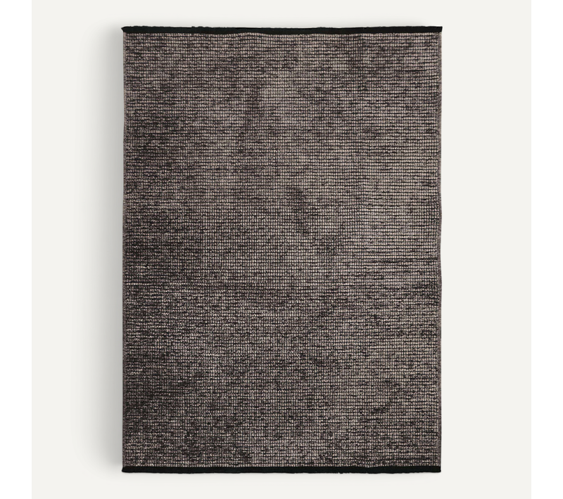 Tapis Tissé Plat Coton Noir Et Reflet Lumière Anthracite 120x170