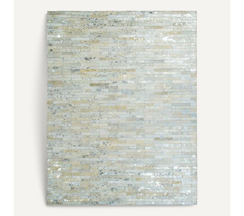 Tapis En Cuir Naturel Recyclé Gris Argent 120x170
