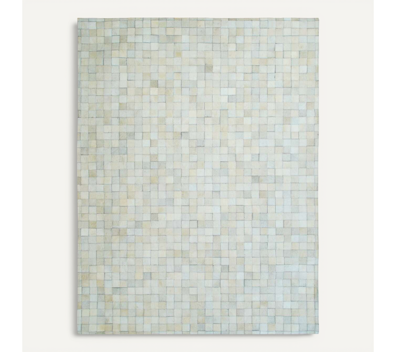 Tapis En Cuir Naturel Recyclé Mosaïque Blanc 120x170