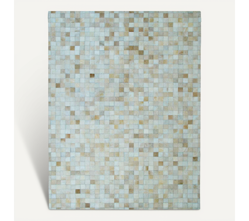 Tapis En Cuir Naturel Recyclé Mosaïque Beige 120x170