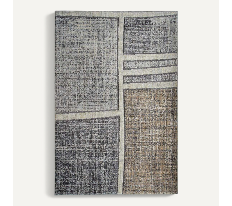 Tapis Extra-doux Motif Quadri Gris Vert 120x170
