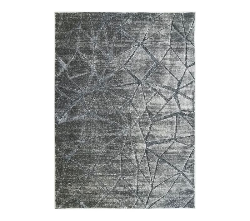 Tapis Salon Avec Relief Motif Triangles Gris 140x200