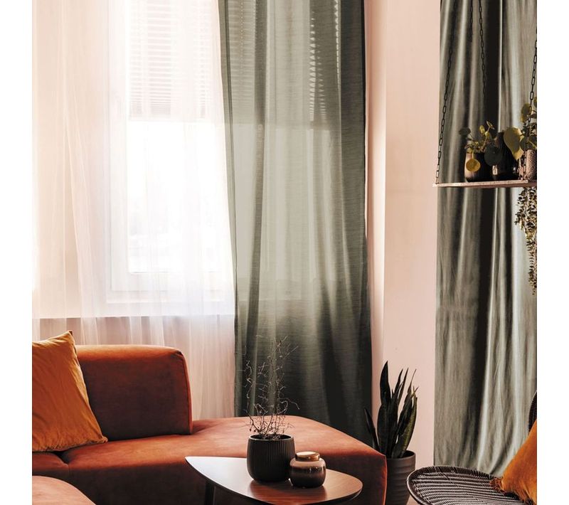 Voilage À Oeillets 100% Coton Taupe Foncé 105x250 - Cotonnade