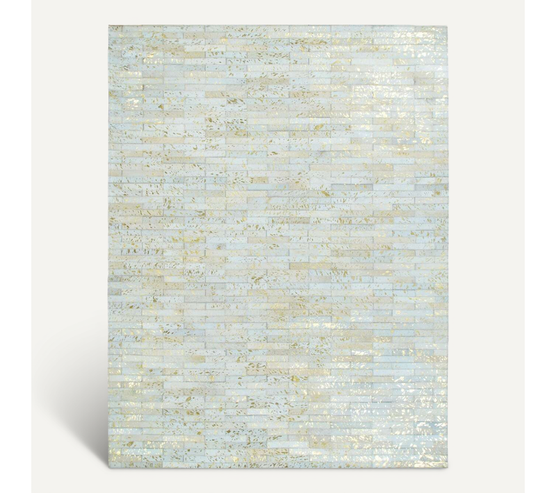 Tapis En Cuir Recyclé Naturel Doré Patchwork 160x230