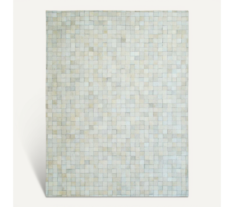 Tapis En Cuir Naturel Recyclé Mosaïque Blanc 160x230