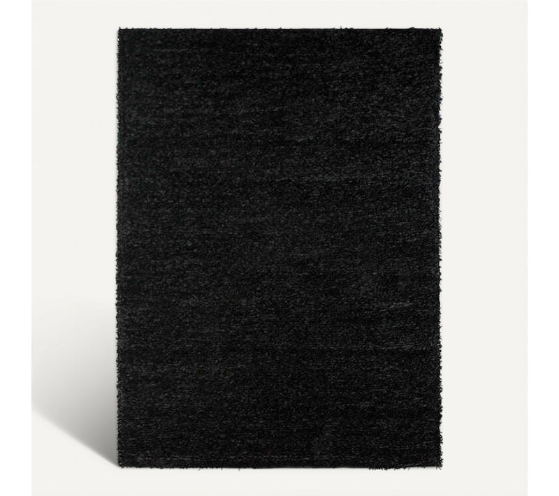 Tapis À Poils Longs Toucher Soyeux Noir 160x230