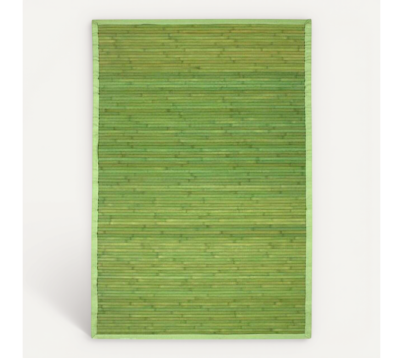 Tapis En Bambou Larges Lattes Et Ganse Vert 160x230